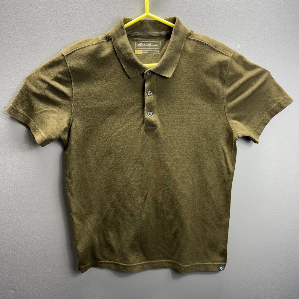 Eddie Bauer Travex Polo Shirt Mens Medium Olive Green FreeDry Short Sleeve Golf